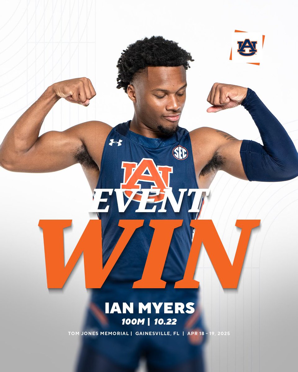 ❗️EVENT WIN ❗️

Ian Myers claims first in the men’s 100m dash with a major personal best time

⏱️ 10.22

#WarEagle