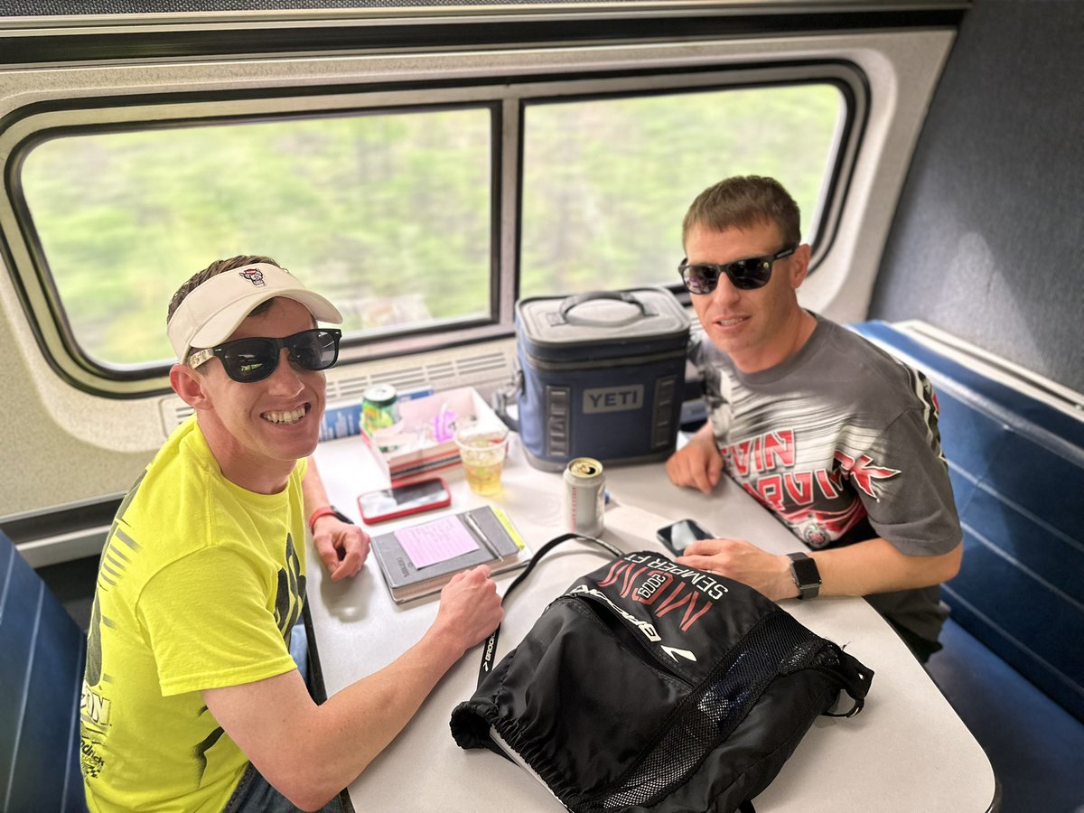 TheNCSportsNet's tweet photo. .@NASCAR_Xfinity Fans Are Having A 💥💥💥 On The #RockinghamSpecial
The Best Way To Go To A Race 🏁 and Picking Up Fans from Raleigh to Southern Pines to Rockingham
⭐️Food & Drinks
⭐️Free WiFi
⭐️Air Conditioned Seats
#MakeItNASCARtrain https://t.co/FP1yf62WUq