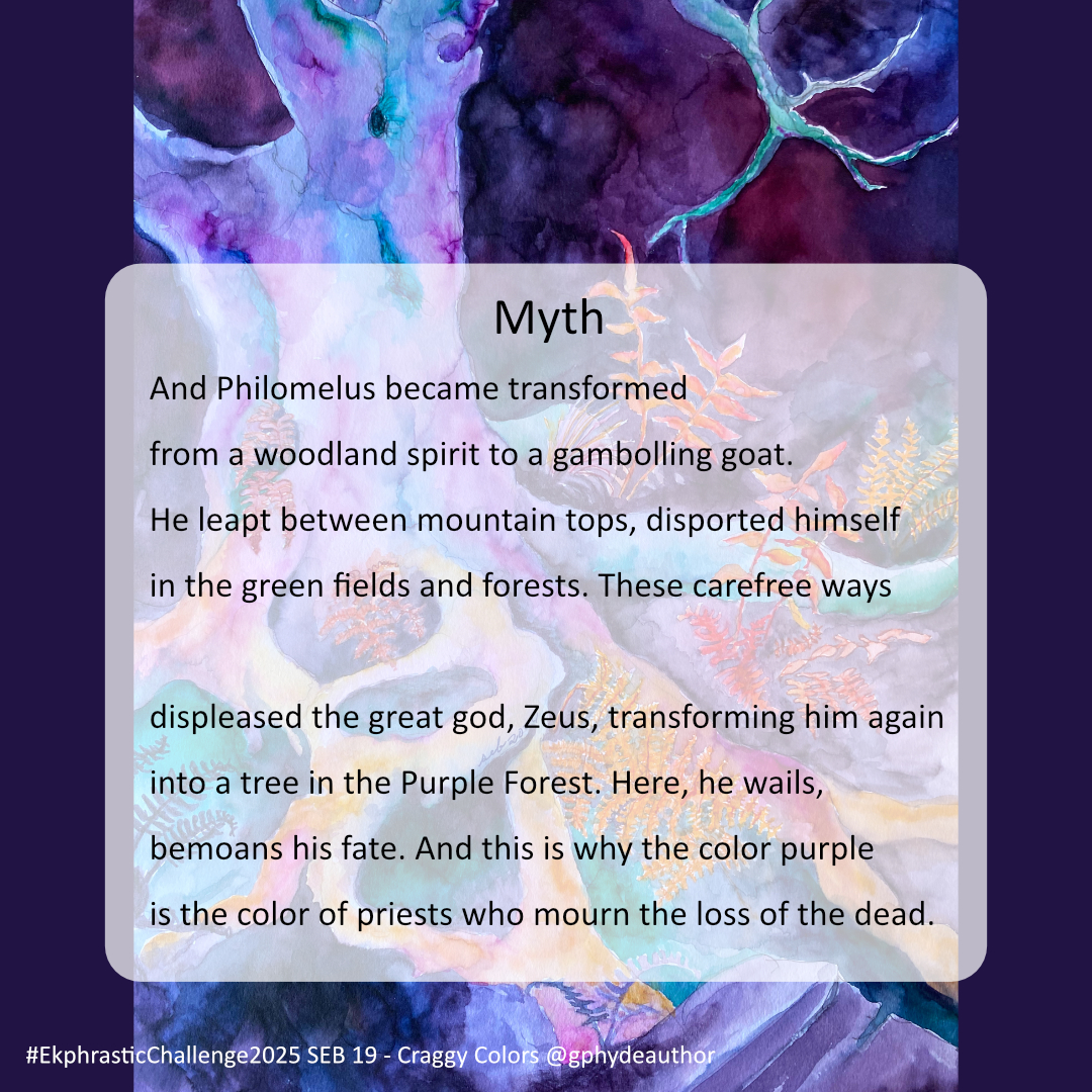 gphydeauthor's tweet photo. I thought I could see a goat’s head at the top of the tree. This formed my response to the image SEB 19 - Craggy Colors by artist Sara Bell. Thanks to Paul Brookes @Dragonwolf1 for devising and hosting the #EkphrasticChallenge2025

#vsspoem #poet #poetrycommunity #NaPoWriMo https://t.co/FLds8ONjza