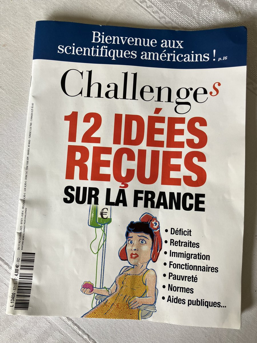 ChicagoBoyFR's tweet photo. Article hallucinant de @Challenges, le journal officiel du macronisme.

On y apprend entre autre que :
- La France n’a pas de problème d’endettement
- L’Etat est très bien géré
- Il n’y a pas trop de fonctionnaires
- Pas de problème d’immigration non plus
- Les retraites ne sont pas un problème pour les finances publiques.
- Les impôts ne sont pas trop élevés

À lire, c’est à crever de rire. Du grand journalisme.