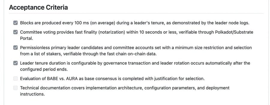 A quick update on <a href="/QuantumFusion_/">Quantum Fusion</a>'s developments:

$QF has now achieved a block production of an average 10 BPS

The acceptance criteria for the SPIN MVP on Testnet have been announced and development is now focusing on Smart Contracts