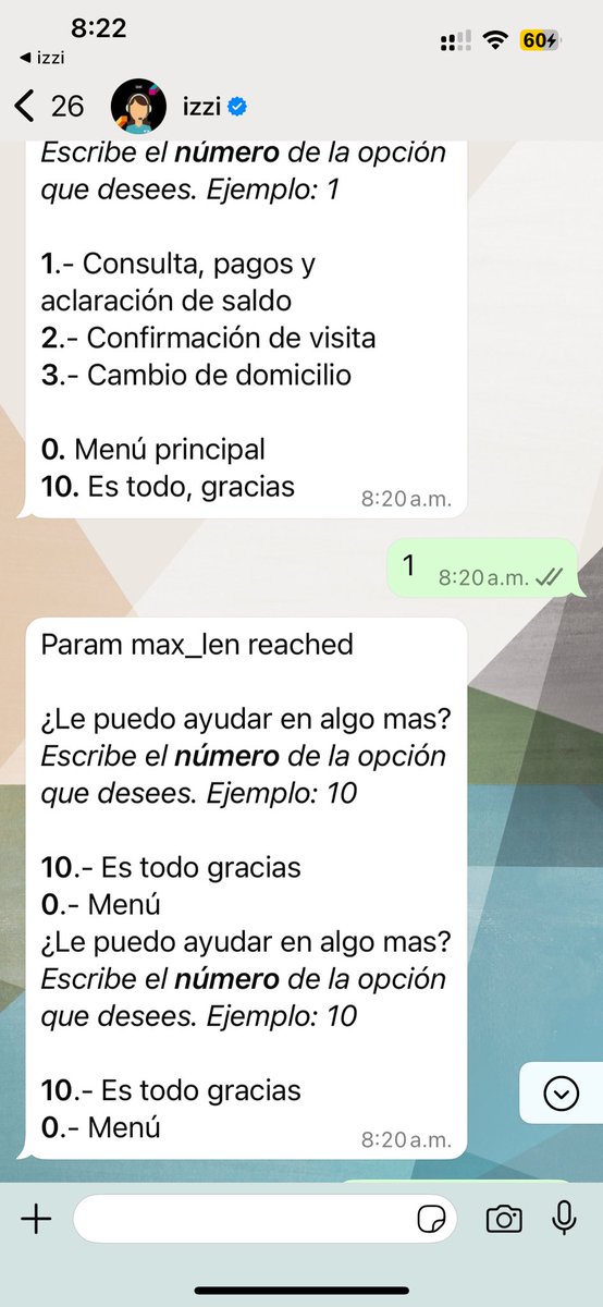 NadColombo's tweet photo. @ayudaizzi y luego? Que hago si su chatbot está mal programado y no logro avanzar? https://t.co/X5g37MkQgo