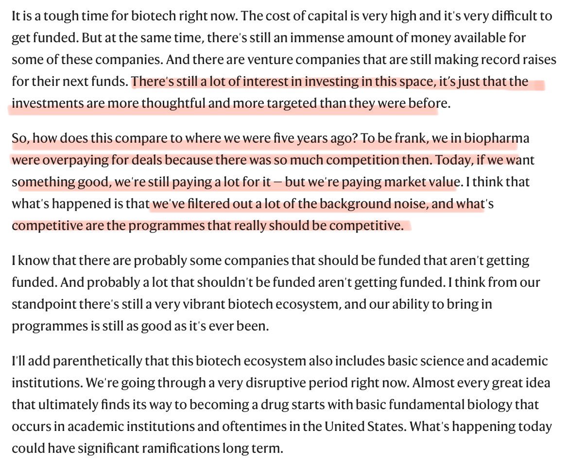 Persimmon Tree Investments (@persimmonti) on Twitter photo $XBI
Courtesy <a href="/NatRevDrugDisc/">Nature Reviews Drug Discovery</a>
$TAK Head of R&D, Andy Plump, on biotech investment in current climate —
Filtered out a lot of the background noise, and what’s competitive deserves to be competitive.
We’re still paying a lot for it, but it’s the market price. $XBI
Courtesy <a href="/NatRevDrugDisc/">Nature Reviews Drug Discovery</a>
$TAK Head of R&D, Andy Plump, on biotech investment in current climate —
Filtered out a lot of the background noise, and what’s competitive deserves to be competitive.
We’re still paying a lot for it, but it’s the market price.
