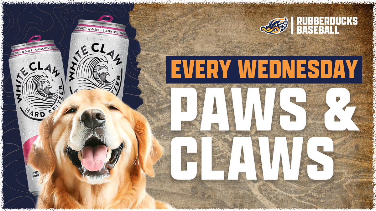 AkronRubberDuck's tweet photo. Bring your dog to Canal Park every Wednesday and enjoy specials on White Claw with our Paws &amp; Claws games! Our next Wednesday home game is April 23 at 6:35 PM!

🎟️: https://t.co/mwAJYsQwdm https://t.co/ruHKrxU4e3