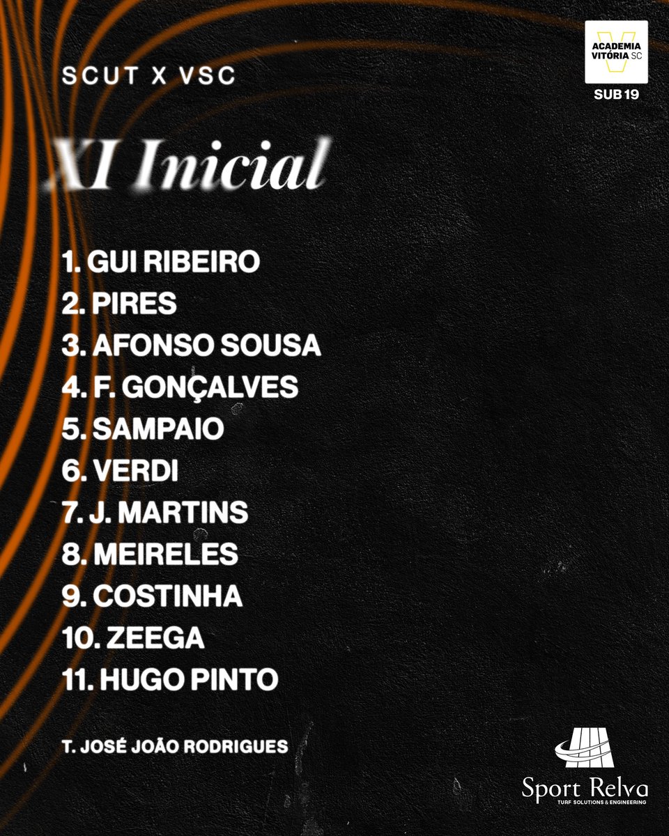 VitoriaSC1922's tweet photo. 📋 | 11 INICIAL - LINE UP
⚔️ O 𝗢𝗡𝗭𝗘 desta tarde
🆚 SCU Torreense
🕓 16h00
🏟️ Complexo Desportivo de Arenes
#EspíritoDeVitória • #Sub19 • #SCUTVSC https://t.co/wEbL9k0dtR