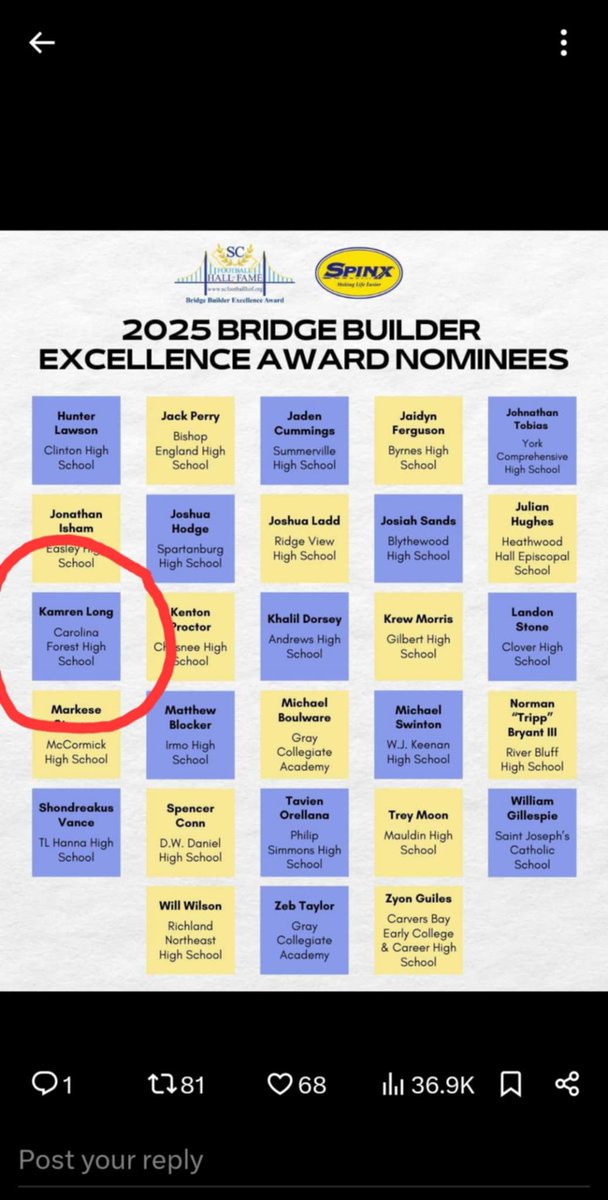 KamrenLongQB's tweet image. Humbled and honored to be a nominee for the 2025 Bridge Builder Excellence Award Nominee. “The bridge builder excellence award is a celebration of the remarkable young men who lead with character, dedication, and heart both on and off the field. These nominees represent the very…