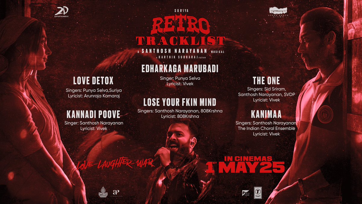 Sakthi Film Factory (@sakthifilmfctry) on Twitter photo From Rage to Romance - A track for every mood ❤️🔥
Listen to the #Retro Jukebox
▶️ youtu.be/llEOhCl71Xo?si…
#Retro #LoveLaughterWar #RetroFromMay1
@Suriya_Offl #Jyotika <a href="/karthiksubbaraj/">karthik subbaraj</a> <a href="/hegdepooja/">Pooja Hegde</a> <a href="/Music_Santhosh/">Santhosh Narayanan</a> <a href="/prakashraaj/">Prakash Raj</a> <a href="/C_I_N_E_M_A_A/">joju george</a> <a href="/rajsekarpandian/">Rajsekar Pandian</a> <a href="/kaarthekeyens/">Kaarthekeyen S</a> From Rage to Romance - A track for every mood ❤️🔥
Listen to the #Retro Jukebox
▶️ youtu.be/llEOhCl71Xo?si…
#Retro #LoveLaughterWar #RetroFromMay1
@Suriya_Offl #Jyotika <a href="/karthiksubbaraj/">karthik subbaraj</a> <a href="/hegdepooja/">Pooja Hegde</a> <a href="/Music_Santhosh/">Santhosh Narayanan</a> <a href="/prakashraaj/">Prakash Raj</a> <a href="/C_I_N_E_M_A_A/">joju george</a> <a href="/rajsekarpandian/">Rajsekar Pandian</a> <a href="/kaarthekeyens/">Kaarthekeyen S</a>