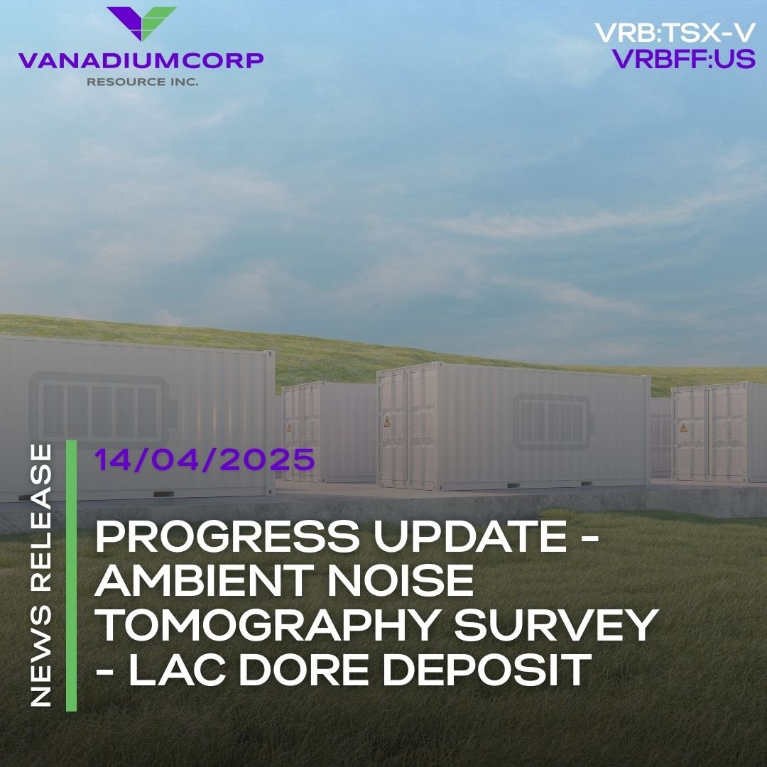 VanadiumCorp's tweet photo. VanadiumCorp conducted an Ambient Noise Tomography (ANT) survey to characterize the Lac Doré deposit; The goal of the ANT Survey is to develop an updated geological &amp; structural model.

To read more on the progress, visit: https://t.co/x9UJRF5SOe

$VRB $VRBFF @CapitalJemini https://t.co/I4Leg4cl2K