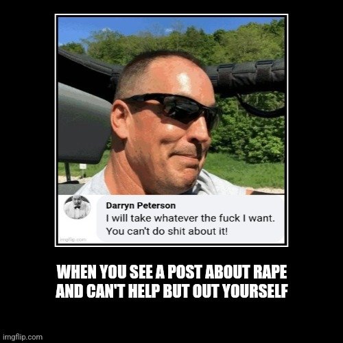 RecyledDad's tweet photo. This guy showed up on a page for religious trauma survivors telling women he'll take what he wants. The subject was rape. Time for internet slueths to do their job #shameless 🤦 https://t.co/CP5IXxeoto