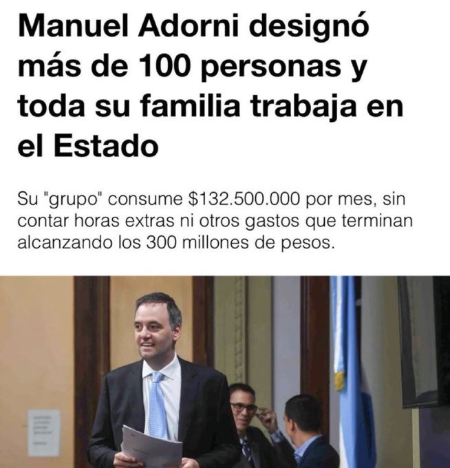 El Grupo Adorni se lleva casi 4.000 millones de pesos por año de la nuestra. Hace falta motosierra ahí.