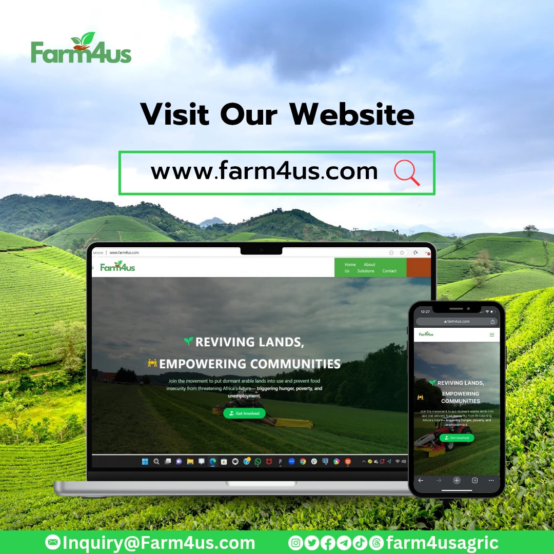 Farm4usAgric's tweet photo. We’re excited to announce that our website, https://t.co/DbRUUoSnJy, is now live! Discover agricultural innovation and community as we connect farmers and promote sustainability. Join us on this journey visit us today! 

#Farm4Us #SustainableFarming  #FarmingTogether https://t.co/VKwc7Ptf45