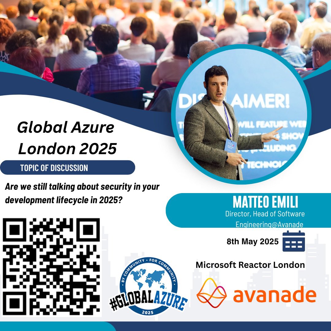 Nicholas Chang (@nick_cloudops) on Twitter photo We are delighted to welcome <a href="/MattVSTS/">Matteo Emili</a> as one of our speakers for <a href="/GlobalAzure/">GlobalAzure</a> London 2025.
Date 8th May 2025 at 10am
Location <a href="/MSFTReactor/">Microsoft Reactor</a> London
Register below
tickettailor.com/events/globala…
#Microsoft #Azure <a href="/Avanade/">Avanade</a>
#DevOps #Cloud #Cloudfamily We are delighted to welcome <a href="/MattVSTS/">Matteo Emili</a> as one of our speakers for <a href="/GlobalAzure/">GlobalAzure</a> London 2025.
Date 8th May 2025 at 10am
Location <a href="/MSFTReactor/">Microsoft Reactor</a> London
Register below
tickettailor.com/events/globala…
#Microsoft #Azure <a href="/Avanade/">Avanade</a>
#DevOps #Cloud #Cloudfamily