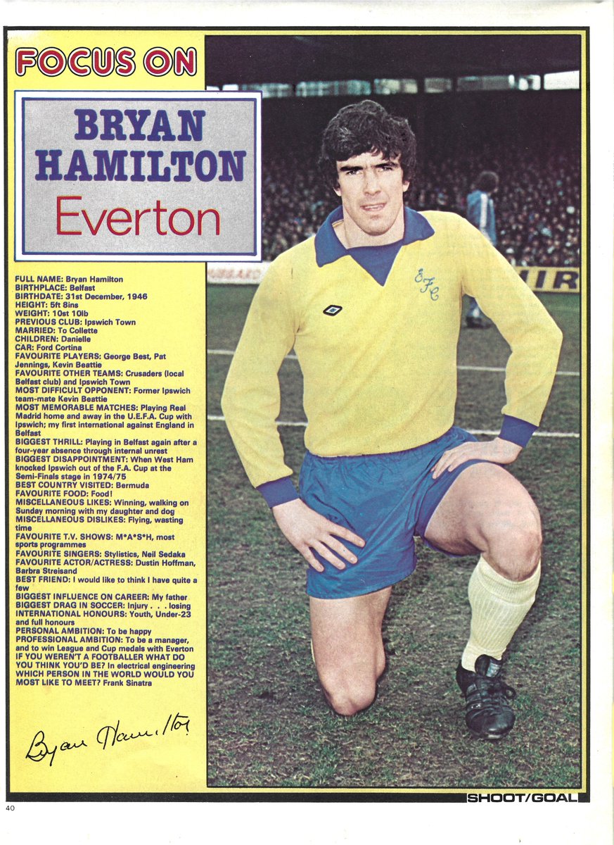 TheSkyStrikers's tweet photo. As always, when we get a new Shoot! in, we share the player profile

This week: Bryan Hamilton of Everton

Alas, he's moved on from wanting to meet Premier Kosygin.....

(From Shoot! - 12/06/1976)

#shoot #shootmagazine #Everton #EvertonFC https://t.co/yr0s7OCdAO