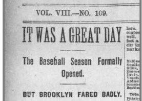 BaseballandLaw's tweet photo. "To-day baseball begins. Every other known interest of the land will proceed to take a back seat till next autumn"
NY Evening World, 4/19/1890, the day the Brooklyn Bridegrooms (@Dodgers) played their 1st N.L. game, losing 15-9 to the #Beaneaters at Boston
#BaseballandtheLaw 371 https://t.co/iFKRZMQfZY