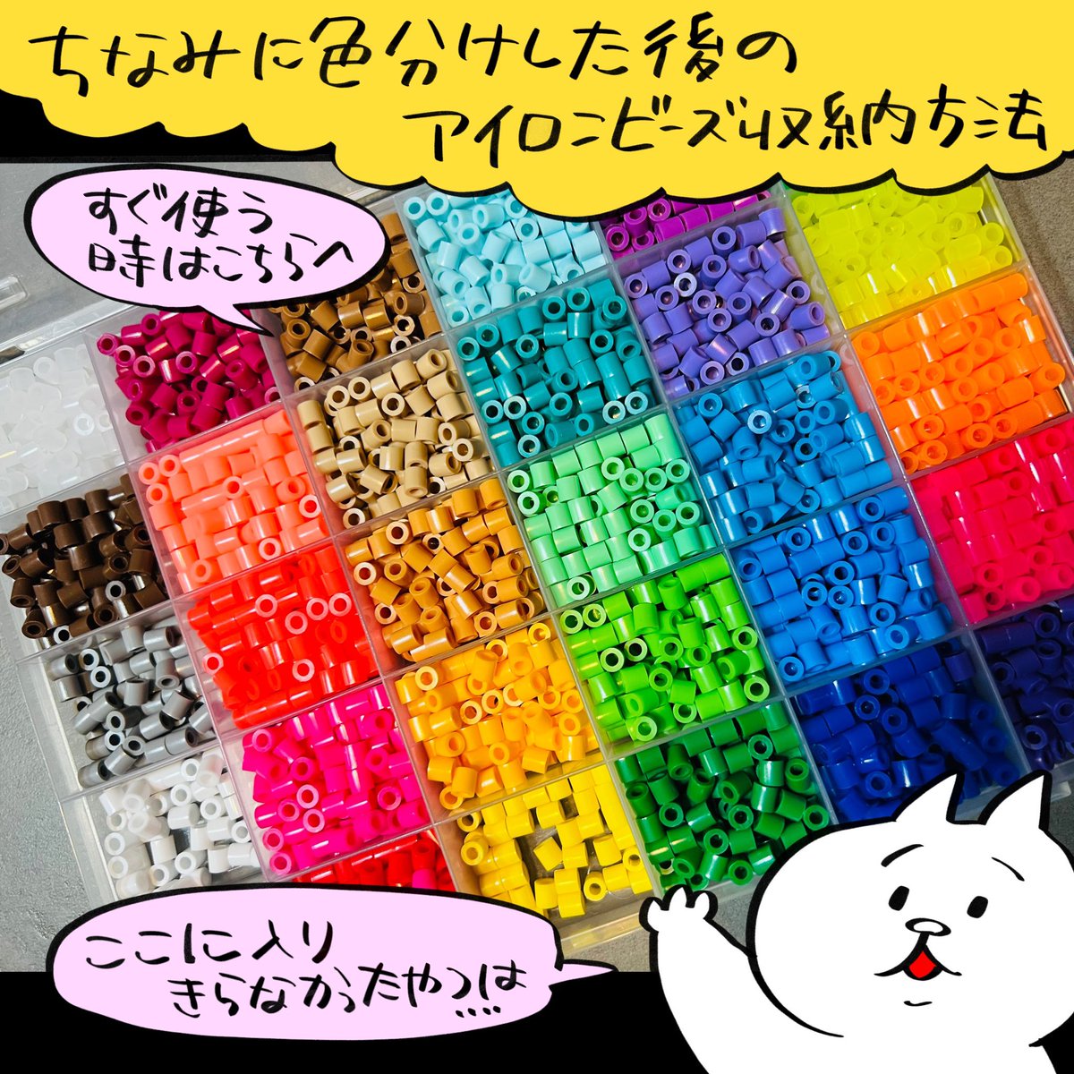 皆様たくさん反応してくださり本当にありがとうございます!ついでに収納方法もこだわってるので見てやってください!ww
#パーラービーズ #アイロンビーズ