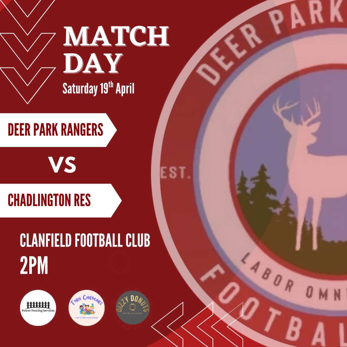 Deer Park Rangers🦌 (@dpr_fc) on Twitter photo ‼️ MATCH DAY ‼️
🆚 <a href="/ChadlingtonFC/">Chadlington Football Club</a> Res
⏰ 14:00 KO
📍 Clanfield Football Club, OX18 2ST
🏟️ Radcot Road
🏆 Division 2
Sponsored by Power Fencing Services
#WeAreDPR 🦌 ‼️ MATCH DAY ‼️
🆚 <a href="/ChadlingtonFC/">Chadlington Football Club</a> Res
⏰ 14:00 KO
📍 Clanfield Football Club, OX18 2ST
🏟️ Radcot Road
🏆 Division 2
Sponsored by Power Fencing Services
#WeAreDPR 🦌