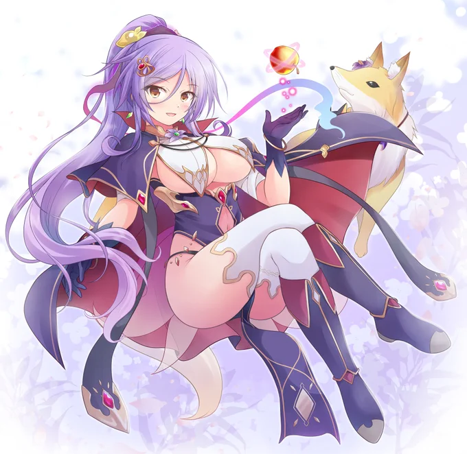 【Skeb】「フラワーナイトガール」のフォックスフェイスを描かせていただきました。リクエストありがとうございました! ヘアアレンジした姿でということで、開花後の衣装&ポニテの組み合わせに。髪を結ぶリボンを帽子のデザインっぽくアレンジしてみました。 #Skeb #花騎士 #フラワーナイトガール