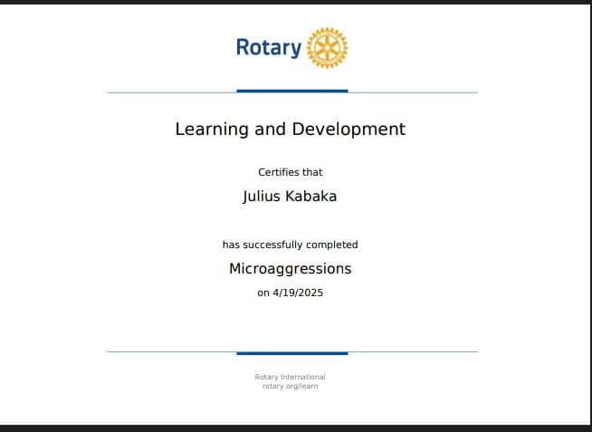 RolandKabaka's tweet photo. Thrilled to have completed 3 impactful courses from @Rotary  Enhanced my skills in leadership, microaggressions, and club culture transformation.
Proud Member @RACUpperKololo #RotaryInternational 
#leadershipdevelopment
#upperkololo https://t.co/ZVQGcUhIpS