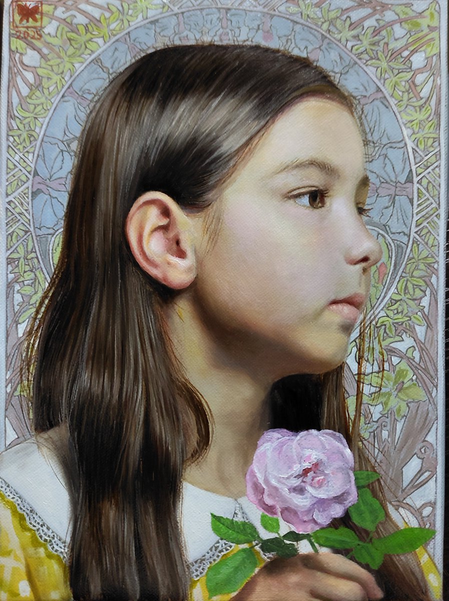 絵画　油彩画　少女　福田宏樹　「新しい時代（ウーリャI）」 絵画 油彩画 少女 福田宏樹 「新しい時代（ウーリャI）」 絵画