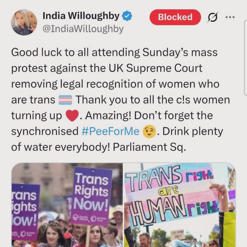 EssexPR's tweet photo. It is being speculated that the trans protest in Parliament Square TODAY, not Sunday,  will include them pissing on the pavement &amp; throwing their own urine from plastic bottles.

If this is true, this is who you moronic celebrities are backing over our women ?!!!

DEGENERATES. https://t.co/lPOMDBrRMR