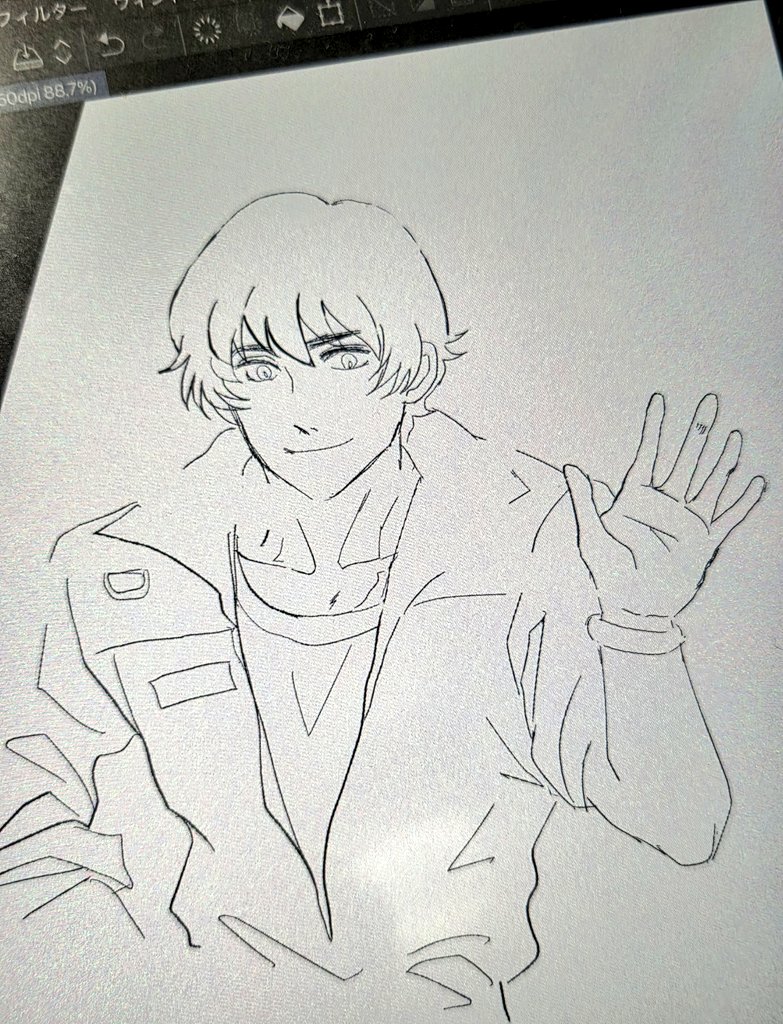 https://t.co/HsMzFazzvN
#日々描く
#WIP
#みんなで楽しむTwitter展覧会 
チアキを清書です🥰
次は右の須田看守を。 