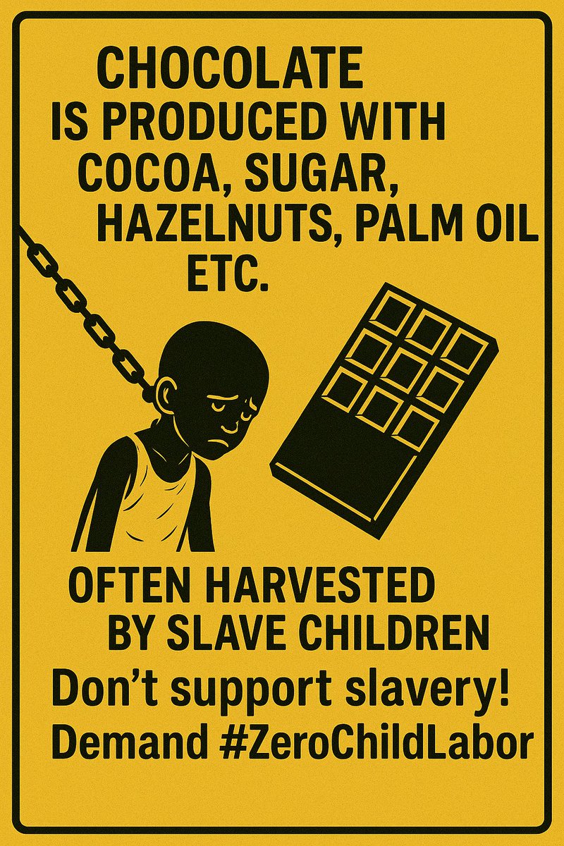 I can't find words to express my frustration &amp; anger because hundreds of unethical journalists promote chocolate made with cocoa, sugar, hazelnuts, palm oil, etc harvested by millions of little kids exploited as slaves. They even dare to call it #Fairtrade, #Certified or #Ethical