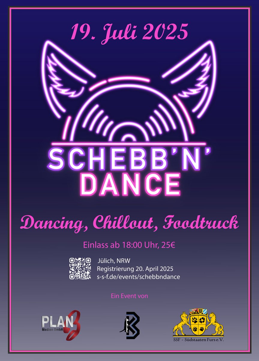 Schebb'n'Dance (SnB)

Wir freuen uns sehr, Euch unser neues Partner-Event zusammen mit KlimBim und Plan B präsentieren zu dürfen.
Lasst Euch diese Premiere nicht entgehen!

Registrierung-START = 20. April um 21 Uhr

Weitere Infos zum Event findet Ihr hier:
s-s-f.de/events/schebbn…