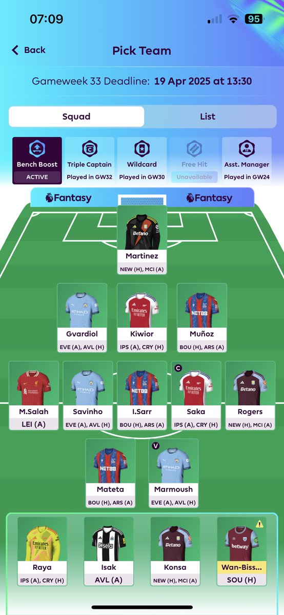 tomatkinson_22's tweet photo. @FPL_Force @FPL_Harry Thanks for replying.

I agree, although I didn’t see your message and took the minus for Konsa 🤦‍♂️

This is how I’m lining up https://t.co/pe7WjI8Eyf