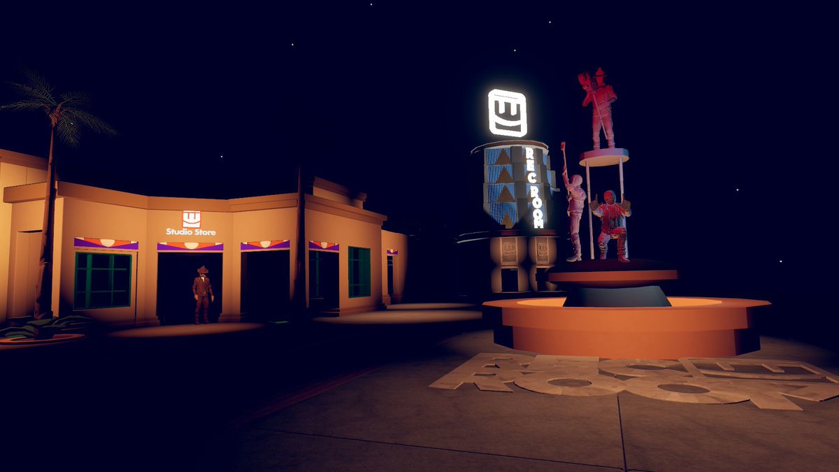 OlivePineRR's tweet photo. ๐ฌ Big update from Rec Room Studios Hollywood๐ฌ
Our main courtyard just got a massive facelift, and it's shining brighter than ever
Say hello to the all-new Rec Room Studios Hollywood entrance plaza. #RecRoomStudios #VirtualThemePark #RecRoomEvent #MapGlowUp #BehindTheScenes https://t.co/WN0154F0xc