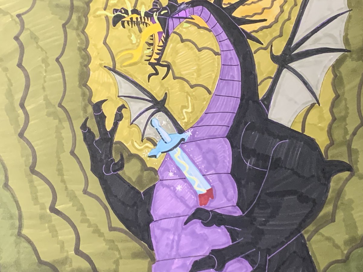 pkart14's tweet photo. Maleficent’s scream of pain (Maleficent’s first death). #illustration #disney #disneydrawing #sleepingbeauty #maleficent #dragonmaleficent @Disney @DisneyAnimation https://t.co/XwH04wuhkM