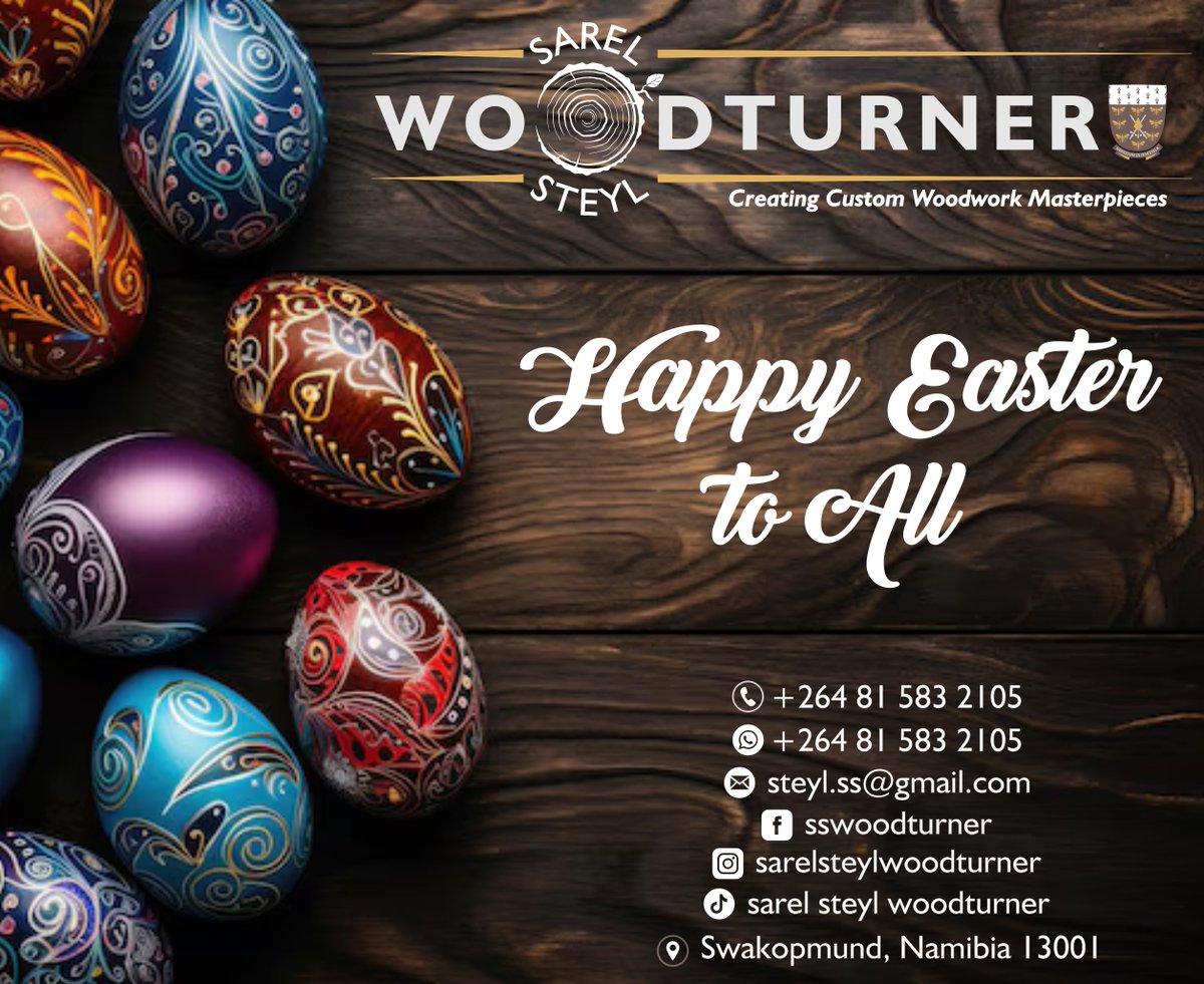 GorePrinting's tweet image. Sarel Steyl Woodturner - Swakopmund Namibia - Happy Easter to All
WhatsApp message on +264815832105 or click and like Facebook Page facebook.com/sswoodturner
#woodturner #woodturning #woodworking #wooddesign #woodcarving #stabilizedwood #sarelsteylwoodturner #sarelsteyl