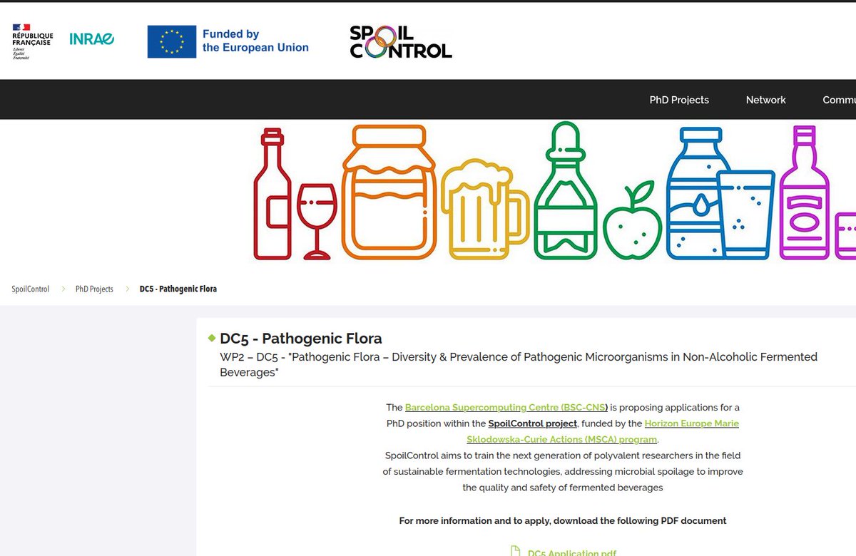 Toni Gabaldón (@toni_gabaldon) on Twitter photo We are looking for a Doctoral Candidate with a #bioinformatics background to use metagenomics to study microbial pathogens in non-clinical niches as part of #SPOILCONTROL <a href="/MSCActions/">Marie Skłodowska-Curie Actions</a> DN DC5 - Pathogenic Flora spoilcontrol.hub.inrae.fr/phd-projects/d… We are looking for a Doctoral Candidate with a #bioinformatics background to use metagenomics to study microbial pathogens in non-clinical niches as part of #SPOILCONTROL <a href="/MSCActions/">Marie Skłodowska-Curie Actions</a> DN DC5 - Pathogenic Flora spoilcontrol.hub.inrae.fr/phd-projects/d…