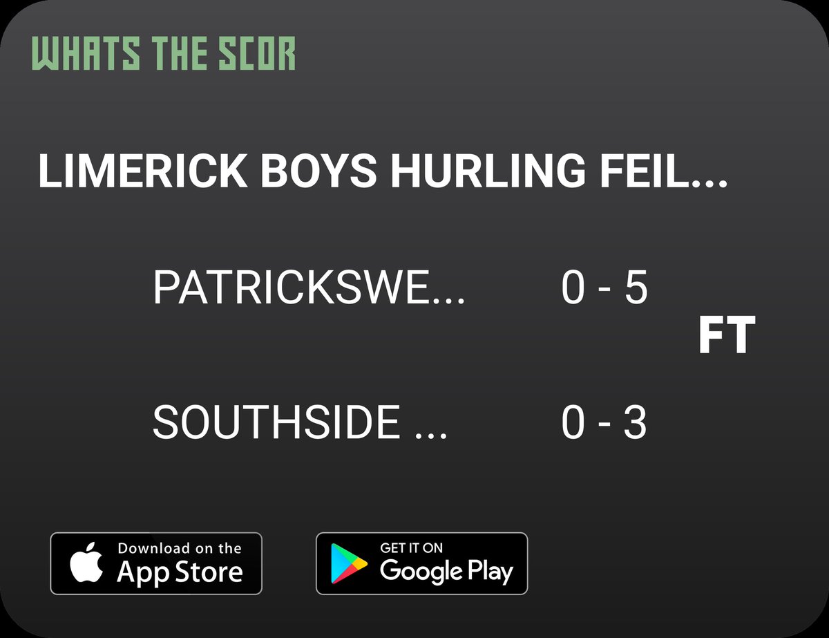 Patrickswell GAA & Camogie (@patrickswellgaa) on Twitter photo Get Live Score Updates straight to your phone, download Whats The Scor. Follow us on <a href="/WhatstheScor/">Whats The ScĂłr</a> Get Live Score Updates straight to your phone, download Whats The Scor. Follow us on <a href="/WhatstheScor/">Whats The ScĂłr</a>