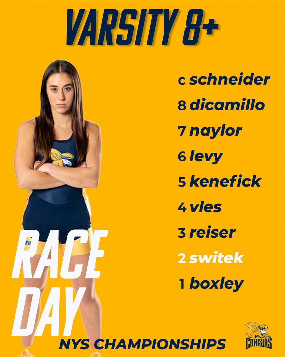 Lineup for Canisius’ 1V8 for the NYS Collegiate Championships in Saratoga.  Go Griffs!