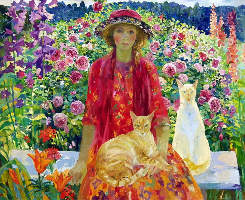 Olga Suvorova es una  pintora neoimpresionista rusa (San Petersburgo, 1966) influenciada por Klimt, Piero della Francesca y los iconos ortodoxos tradicionales de su tierra.

👇🏻Hilo corto.