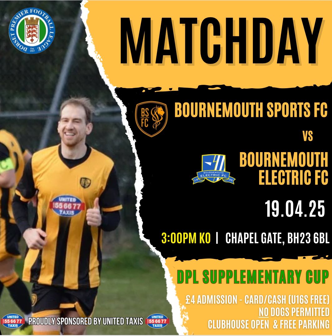Bournemouth Sports FC (@bmouthsportsfc) on Twitter photo TODAY we take on <a href="/bmouth1electric/">Bournemouth Electric FC</a> in the supplementary cup.
After the match we will finally get our hands on the <a href="/DPL_official/">Dorset Premier Football League</a> league winners trophy. π We hope to see as many there as possible to celebrate this great achievement with us. ππ€
<a href="/ChapelGateBU/">Chapel Gate - BU Sports Campus</a> <a href="/swsportsnews/">South West Sports News</a> TODAY we take on <a href="/bmouth1electric/">Bournemouth Electric FC</a> in the supplementary cup.
After the match we will finally get our hands on the <a href="/DPL_official/">Dorset Premier Football League</a> league winners trophy. π We hope to see as many there as possible to celebrate this great achievement with us. ππ€
<a href="/ChapelGateBU/">Chapel Gate - BU Sports Campus</a> <a href="/swsportsnews/">South West Sports News</a>