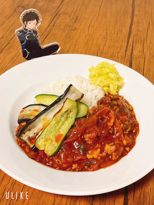 イコさんのカレー皿でナスカレー作りました!