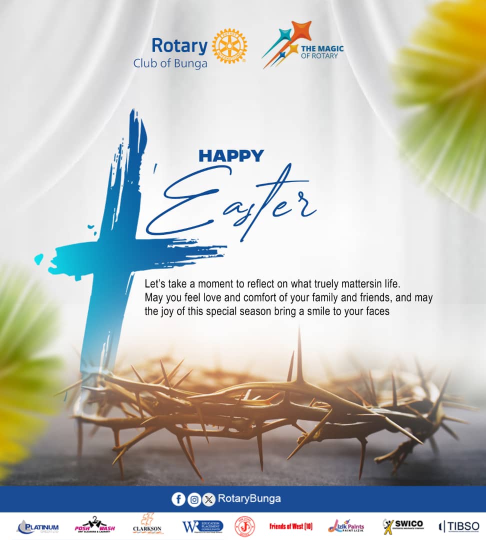 This Easter Holiday, let’s take a moment to reflect on what truly matters in life. 

May you feel the love and comfort of your Friends and Family, and may the joy of this special Season bring a smile to your face.
Rotary Club Of Bunga wishes you friends #HappyEasterHolidays