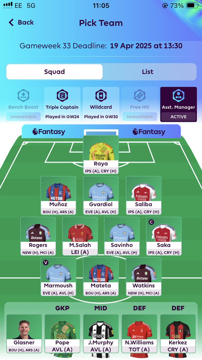 FPLTom92's tweet image. Locking in early as I’ve got family plans today 🔐
I mapped out the rest of the GWs and I noticed I’ll never use double Newcastle attack, so I’ve gone through with my 2 FTs:
Gabriel —> Saliba
Isak —> Watkins
Saka captain 👨✈️
Good luck everyone 😀
#GW33
#FPLCommunity