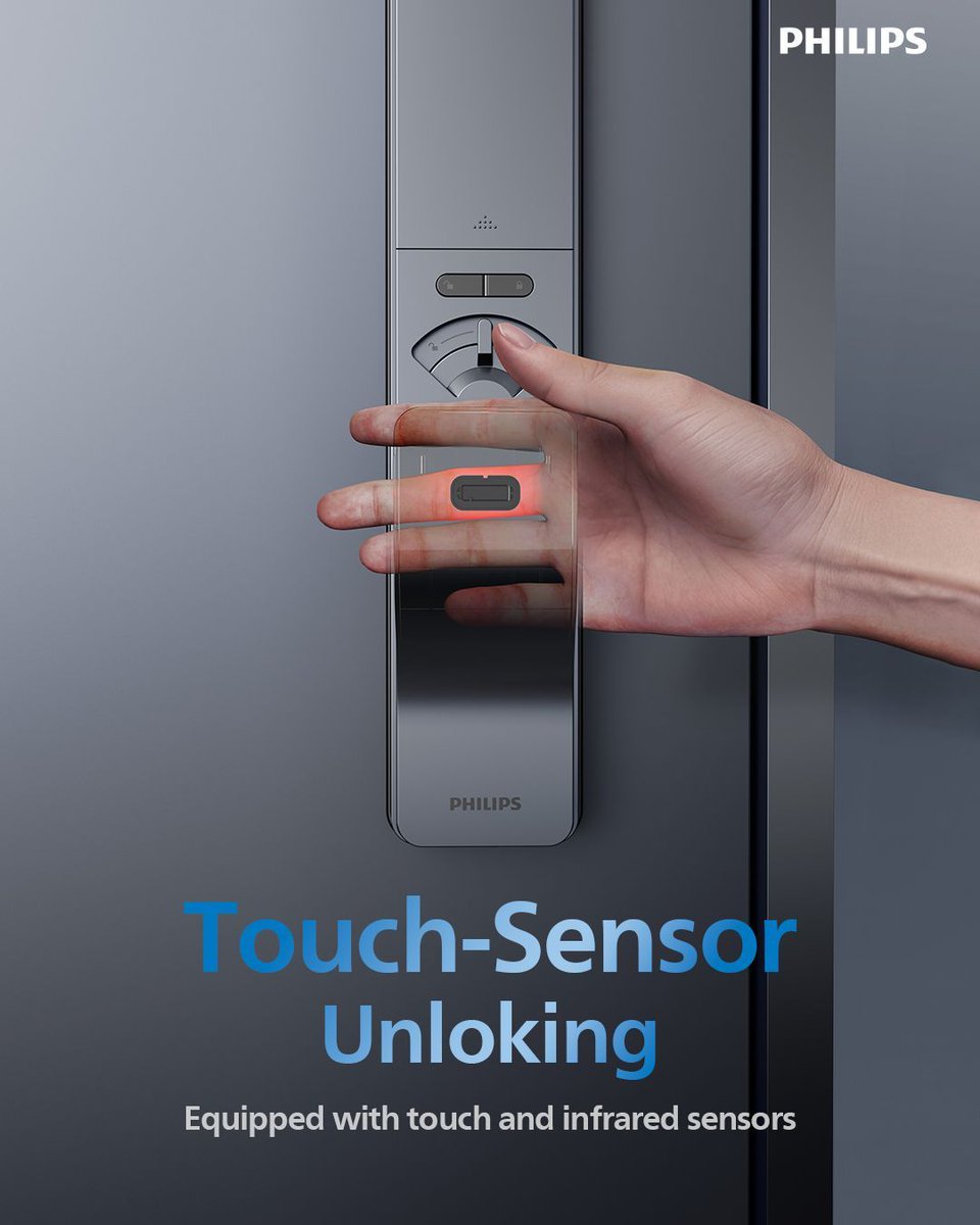 PhilipsEasyKey's tweet image. Touch the Future of Entry! ✨🤚

Intuitive Touch-Sensor - Unlock with just a light tap
Infrared Smart Detection - Responds instantly to your approach

No keys, no hassle – just seamless access. 

#PhilipsSmartLock #TouchFreeTech #ModernLiving