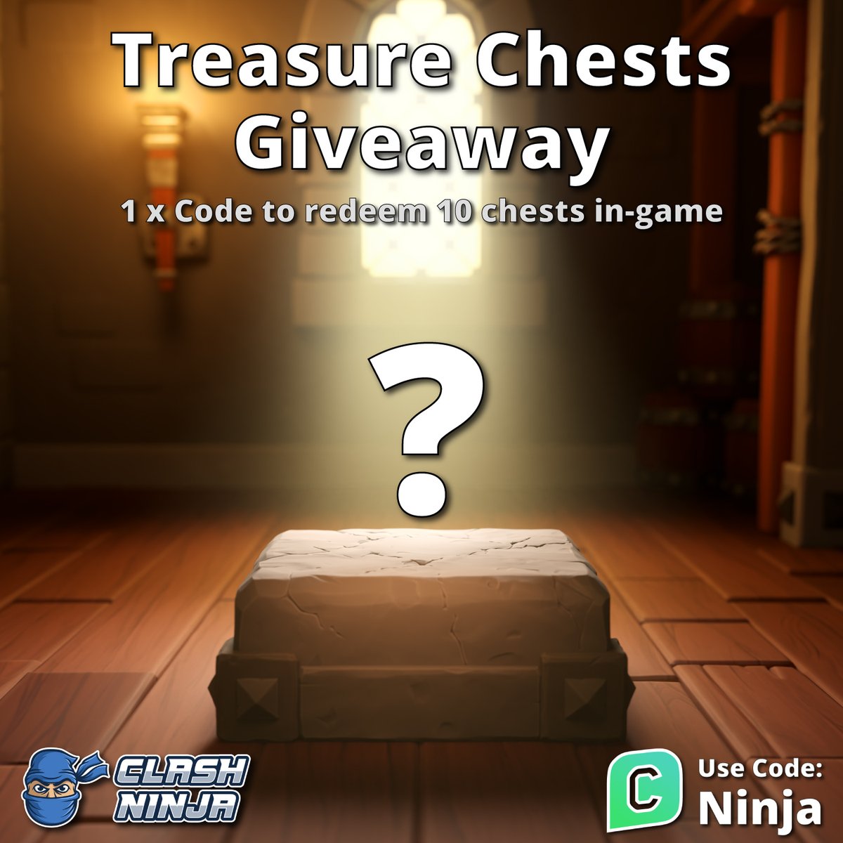 Clash Ninja (@clashdotninja) on Twitter photo Treasure Chest Giveaway!
1 x Treasure Chest code for 10 chests
To Enter:
✅Follow <a href="/ClashDotNinja/">Clash Ninja</a>
✅Retweet this tweet
Optional:
Subscribe to youtube.com/c/clashninja
Winner announced after 12:00 UTC 21st April 2025
#ClashofClans #GiftedBySupercell Treasure Chest Giveaway!
1 x Treasure Chest code for 10 chests
To Enter:
✅Follow <a href="/ClashDotNinja/">Clash Ninja</a>
✅Retweet this tweet
Optional:
Subscribe to youtube.com/c/clashninja
Winner announced after 12:00 UTC 21st April 2025
#ClashofClans #GiftedBySupercell
