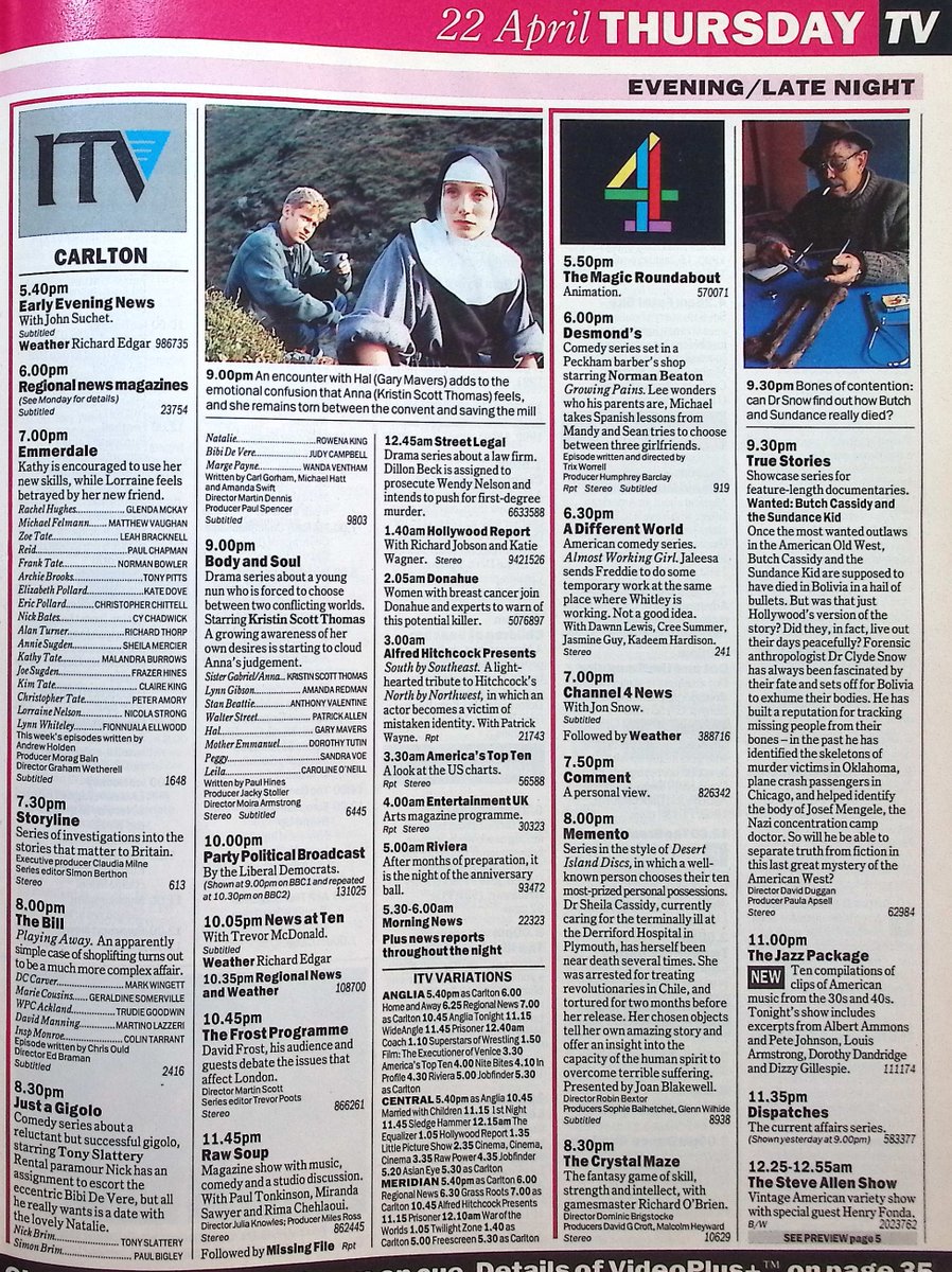 TvDidYouSee's tweet image. #OnThisDay 22 April 1993 📺TV
Fly-on-the-wall documentary SYLVANIA WATERS, featuring an ordinary Australian family, begins.
#RubyWax tries to salvage #JoannaLumley&apos;s career in THE FULL WAX.
#TonySlattery is JUST A GIGOLO.
Domestic bliss at the Vic is strained in #EastEnders.