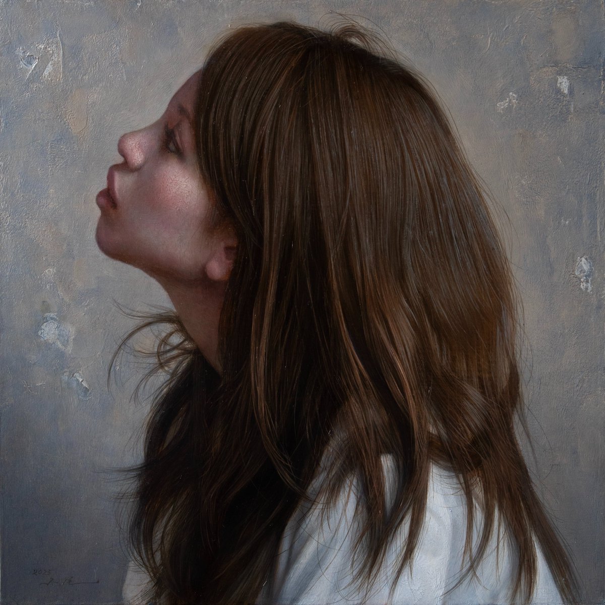 2025 「遠い記憶」
S6号（41.0×41.0cm) oil on panel
この作品がすでに4月16日からホキ美術館で始まっている展覧会「Small Collection」に展示されています。購入希望の方など、詳しい情報は<a href="/hoki_museum/">ホキ美術館</a>まで。

#osamuobi #hokimuseum #ホキ美術館 #スモールコレクション