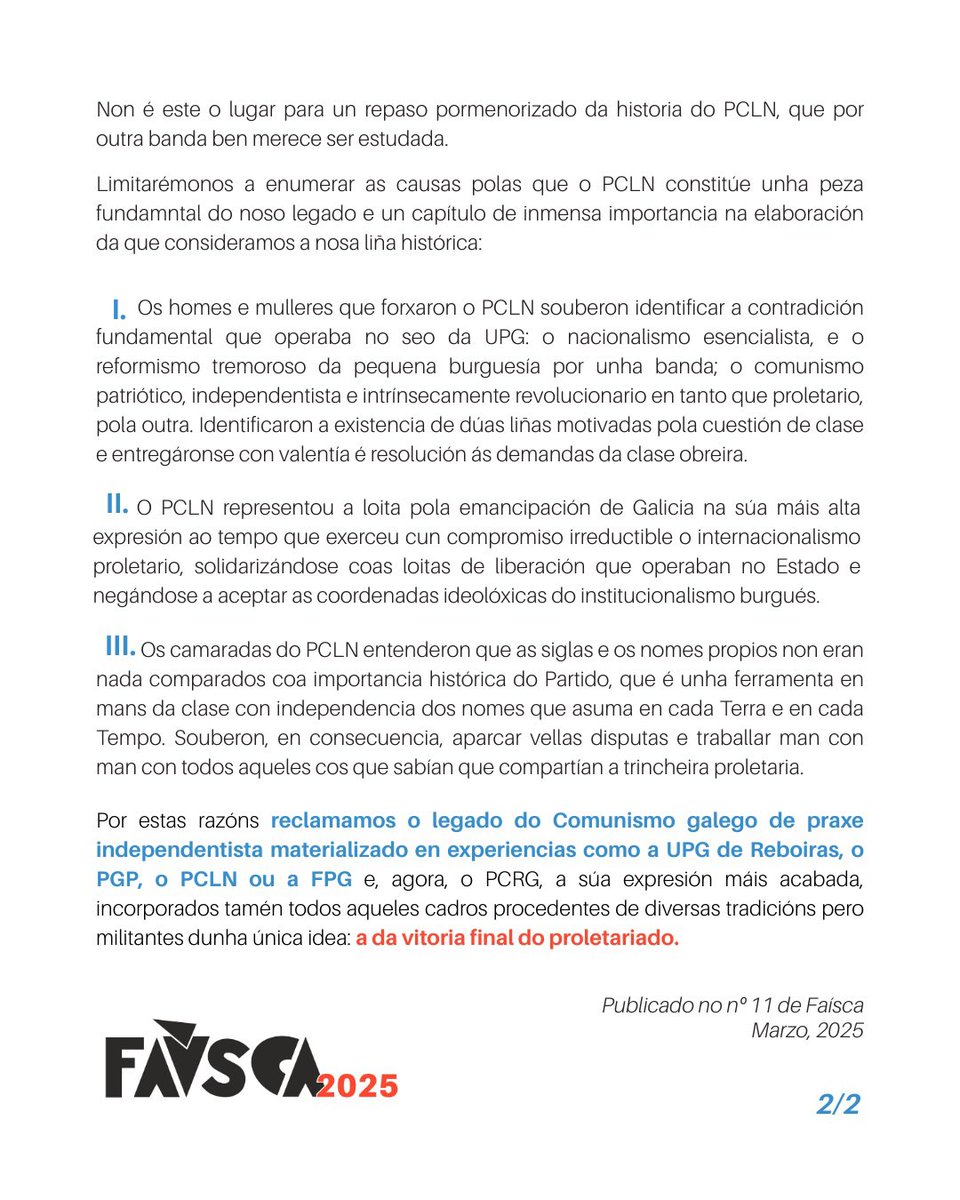 PCRG_gal's tweet photo. 🚩Manifesto 22 de Marzo
🔴O PCLN e nós.
#Faisca #marzo #PCLN #MLN #liberacionnacional #Historia https://t.co/gHEpOFVByY
