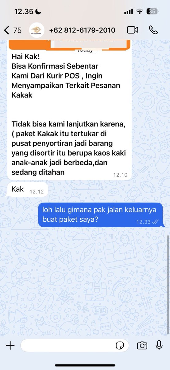 go_by_ght's tweet image. #ght_news

❗ 𝗣𝗘𝗡𝗚𝗨𝗠𝗨𝗠𝗔𝗡

Terkait dengan adanya beberapa laporan yang dapat chat via WA yang mengatasnamakan POS INDONESIA &amp;amp; SHOPEE dan menginfokan adanya barang hilang, dimohon untuk tidak direspon. Kalau bisa langsung block saja apalagi jika isi chatnya seperti di…
