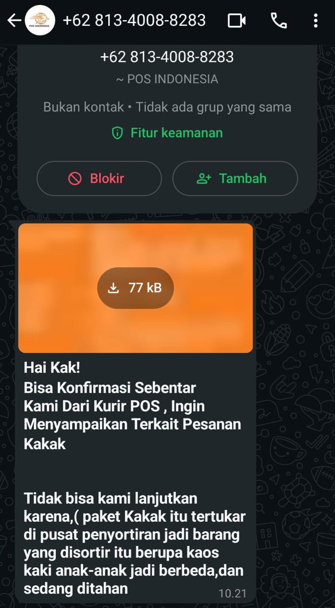 go_by_ght's tweet image. #ght_news

❗ 𝗣𝗘𝗡𝗚𝗨𝗠𝗨𝗠𝗔𝗡

Terkait dengan adanya beberapa laporan yang dapat chat via WA yang mengatasnamakan POS INDONESIA &amp;amp; SHOPEE dan menginfokan adanya barang hilang, dimohon untuk tidak direspon. Kalau bisa langsung block saja apalagi jika isi chatnya seperti di…