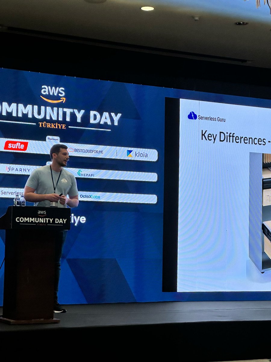 CloudTurkiye's tweet photo. 🎙️ Live now on Track 1, @lhidalgo_dev is guiding us through his session "DynamoDB for Relational People"! 🗃️🔄 He’s bridging the mental model gap between traditional relational databases and DynamoDB, with practical tips for making the shift. If you're ready to make the move to NoSQL, this session is a game-changer! 

#AWS #AWSTurkiye25