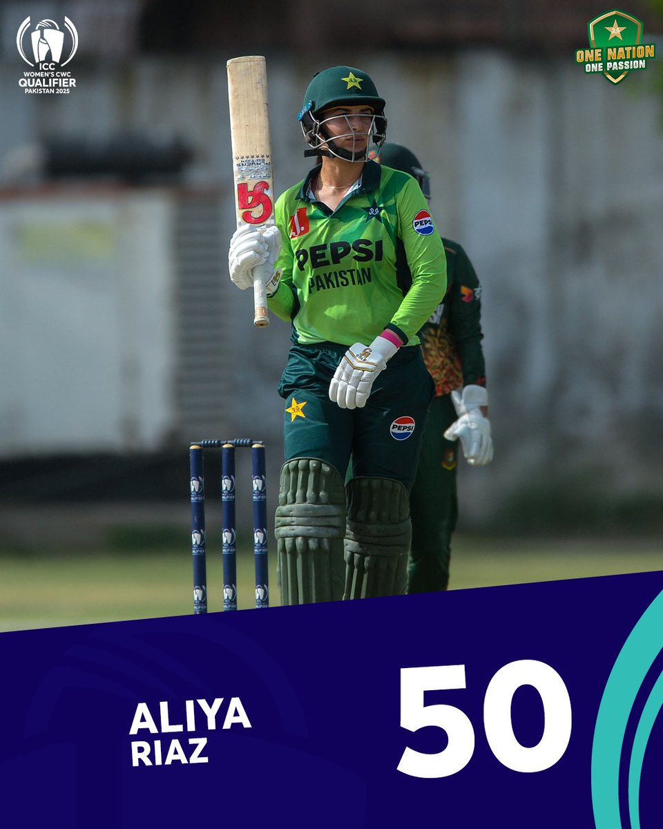 Pakistan Cricket (@therealpcb) on Twitter photo .<a href="/aliya_riaz37/">Aliya Riaz</a> brought up a brilliant & well-paced 5๏ธโฃ0๏ธโฃ and finished it off in style with the winning shot! ๐ต๐ฐ๐๐ฅ
#PAKWvBANW | #BackOurGirls | #WWCQ .<a href="/aliya_riaz37/">Aliya Riaz</a> brought up a brilliant & well-paced 5๏ธโฃ0๏ธโฃ and finished it off in style with the winning shot! ๐ต๐ฐ๐๐ฅ
#PAKWvBANW | #BackOurGirls | #WWCQ