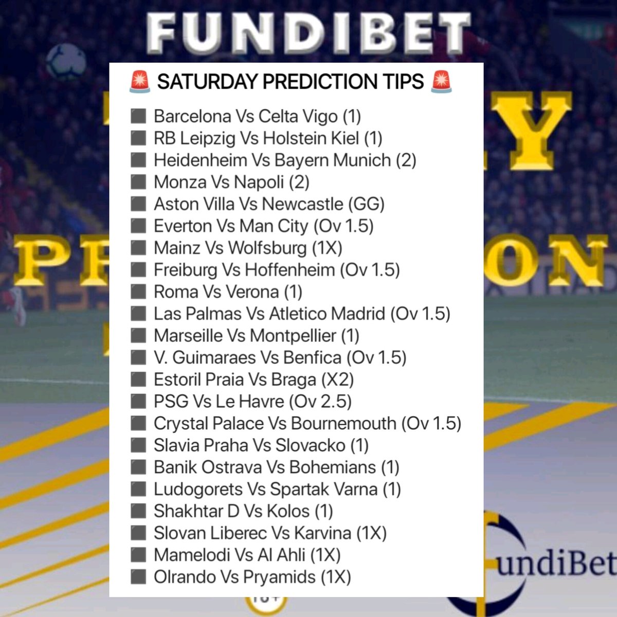 Fundibet1's tweet photo. JUMAMOSI YA HERI LEO 🔥🔥🔥

Hela ya sikukuu ipo, Tunashindaaa 💪💪💪

Mkeka Odds 5/10
Karibu Sana 💪 https://t.co/PyOUfCr9wX