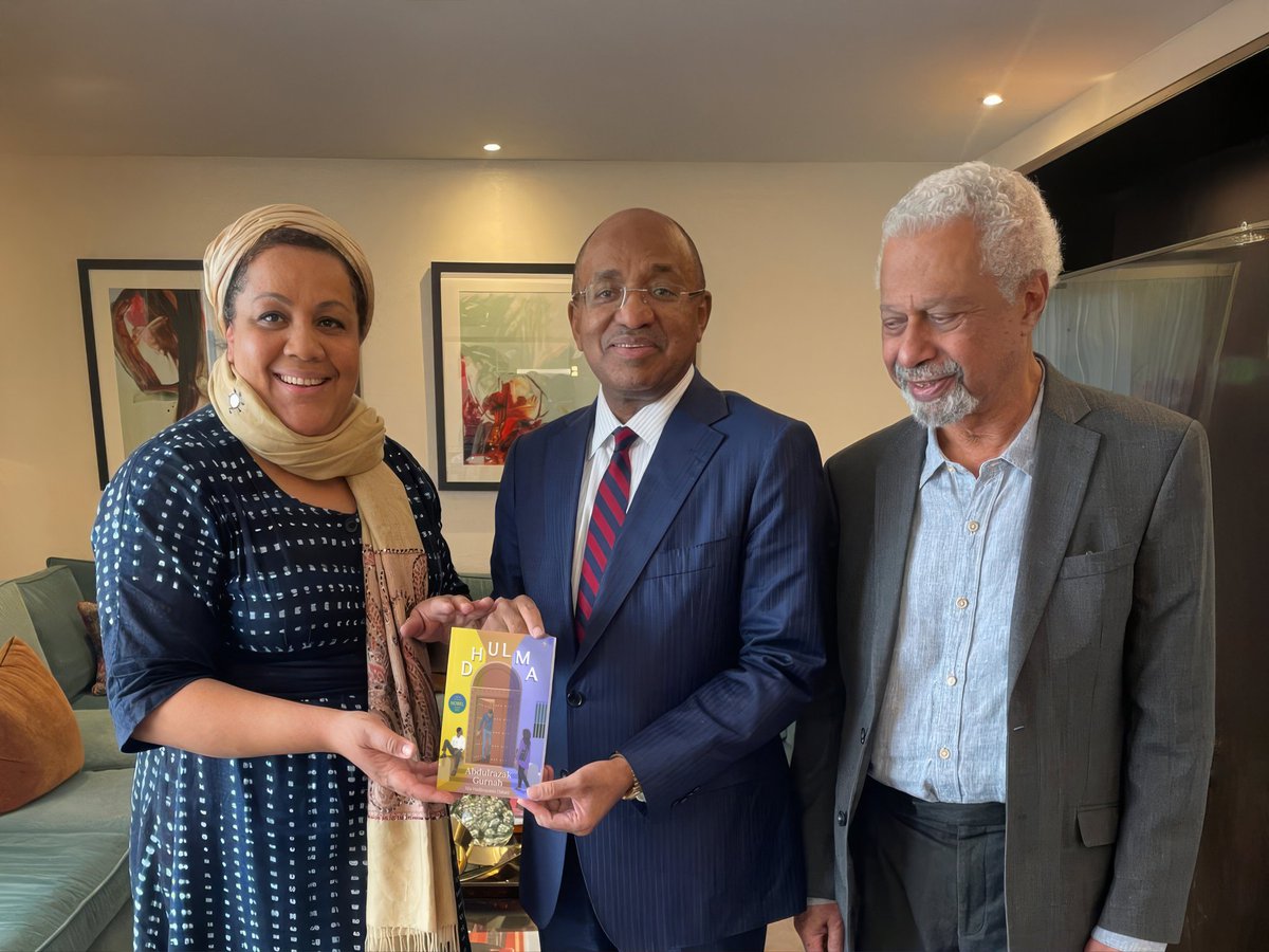 Mkuki na Nyota (@mkukinanyota) on Twitter photo A powerful moment in London.
Nobel Laureate Abdulrazak Gurnah and Dr. <a href="/IdaHadjivayanis/">Ida Hadjivayanis</a> presented Peponi and Dhulma—Swahili translations of Paradise and Theft to Zanzibar’s President, H.E. Dr. Hussein Mwinyi.
These stories, rooted in Zanzibar’s history, now return home in A powerful moment in London.
Nobel Laureate Abdulrazak Gurnah and Dr. <a href="/IdaHadjivayanis/">Ida Hadjivayanis</a> presented Peponi and Dhulma—Swahili translations of Paradise and Theft to Zanzibar’s President, H.E. Dr. Hussein Mwinyi.
These stories, rooted in Zanzibar’s history, now return home in